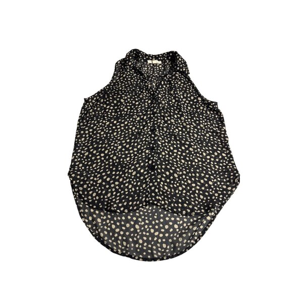 Vintage Y2K Lush Abstract Dot Sleeveless Button Front Top XS High Low Sheer - Picture 1 of 6